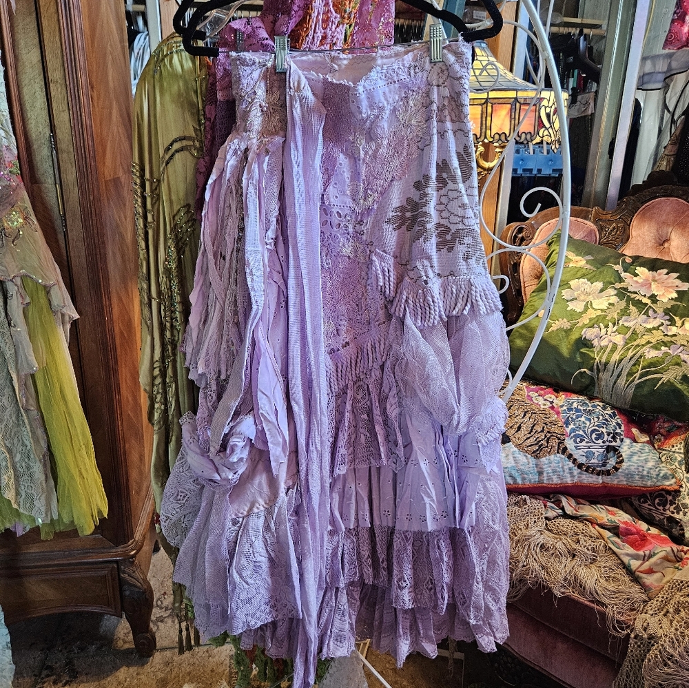 OOAK CUSTOM MADE WRAP AROUND PURPLE LACE SKIRT NWOT - Picture 10 of 11